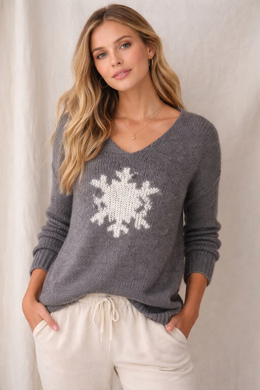Wooden Ships Snowflake Knit Sweater | Cozy Boho Winter Pullover